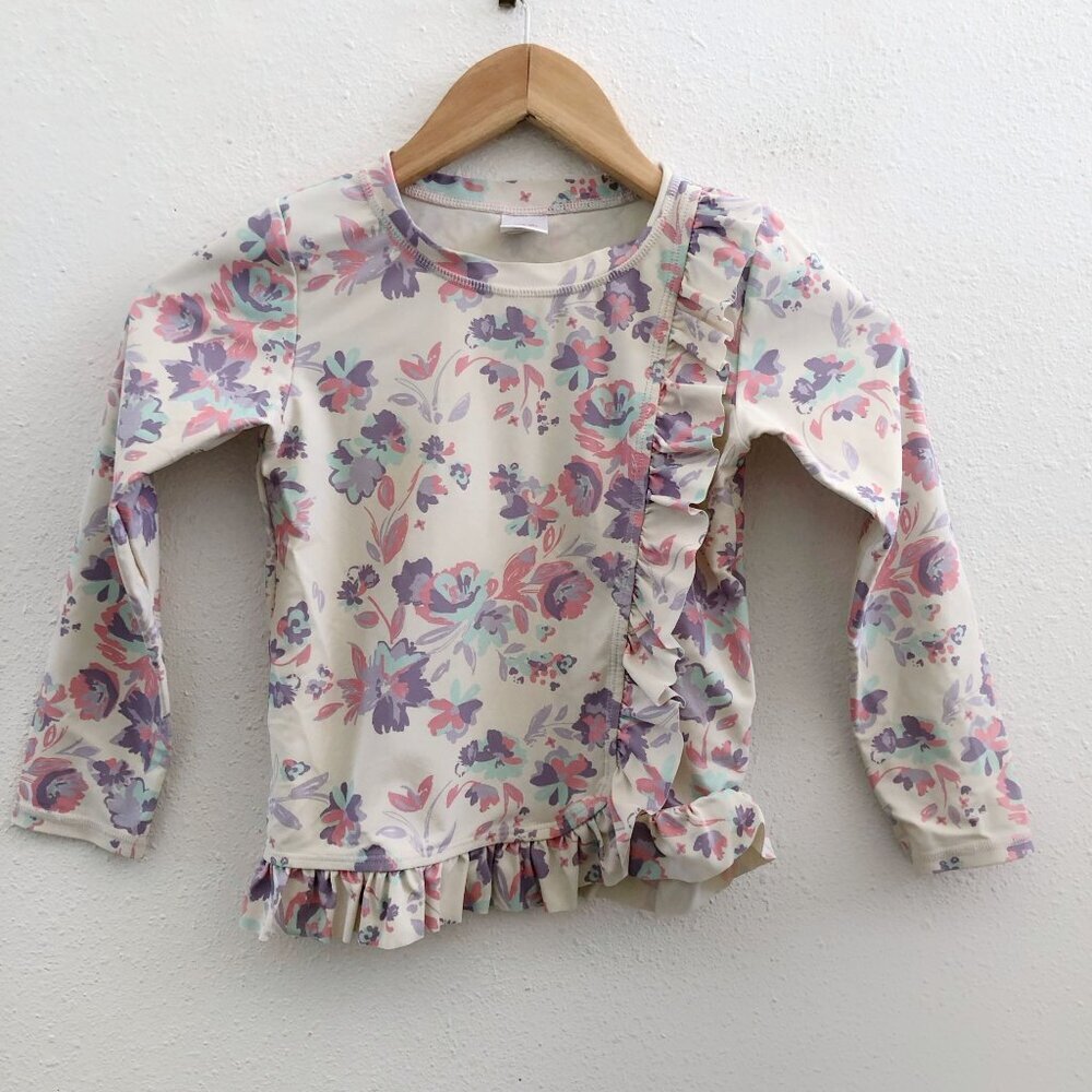 RUFFLEBUTTS Long Sleeve Ruffle Rash Guard Size 6‎